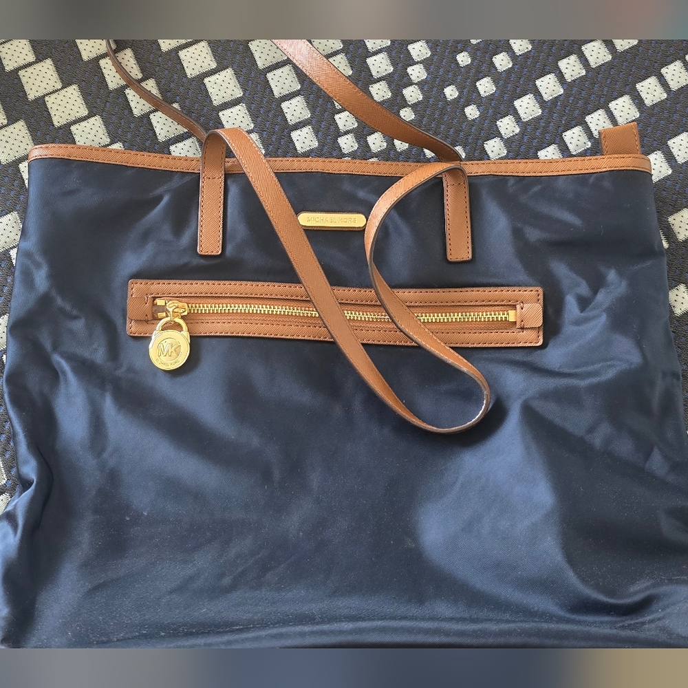 Michael Kors Navy and Tan Tote Bag
